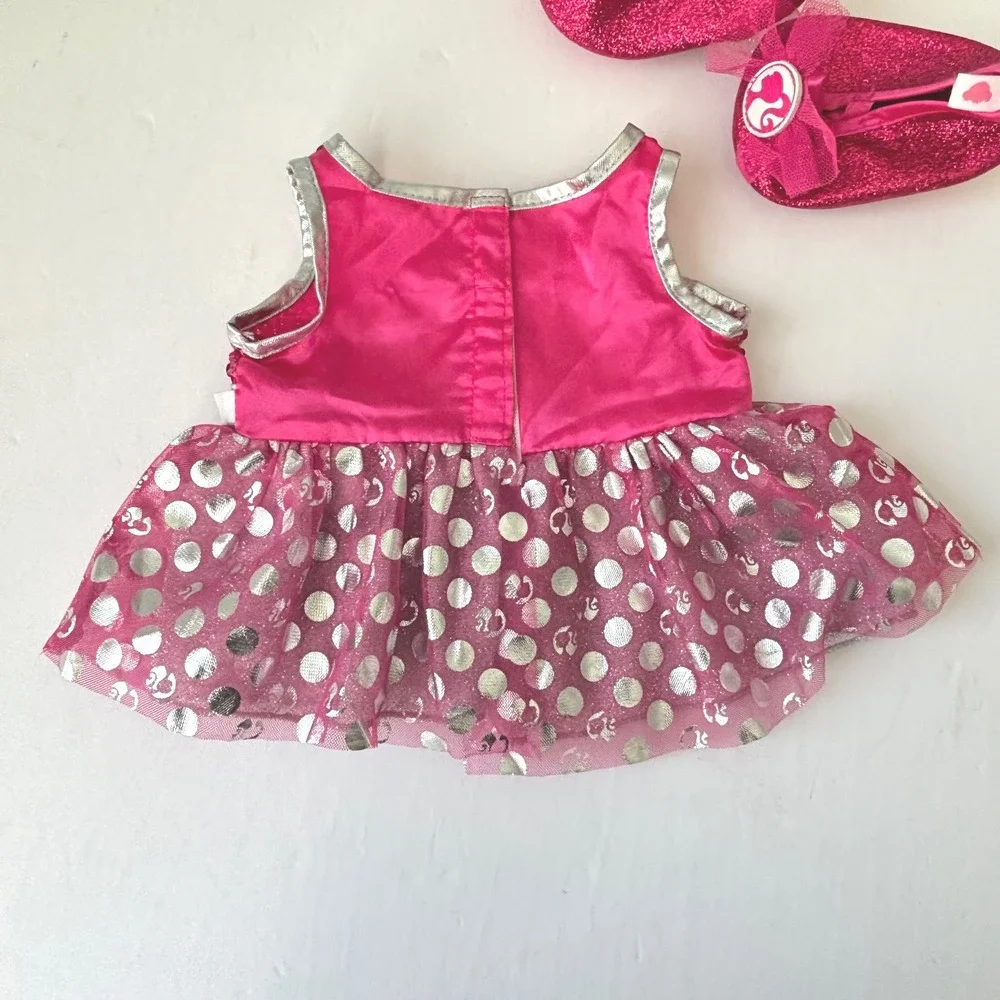 Build a Bear BAB‎ x Barbie Dress Shoes Set Glittery Pink Polka Dot Outfit
